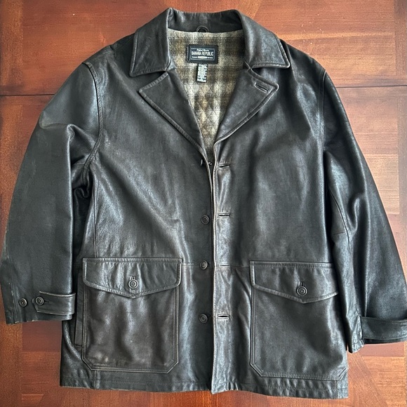 Vintage Banana Republic 3/4 Length Brown Leather Coat - Picture 16 of 16